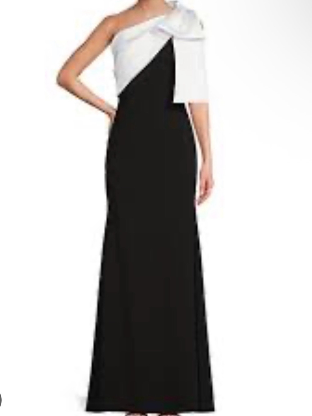 Betsey Johnson Black and White One-Shoulder Evening Gown